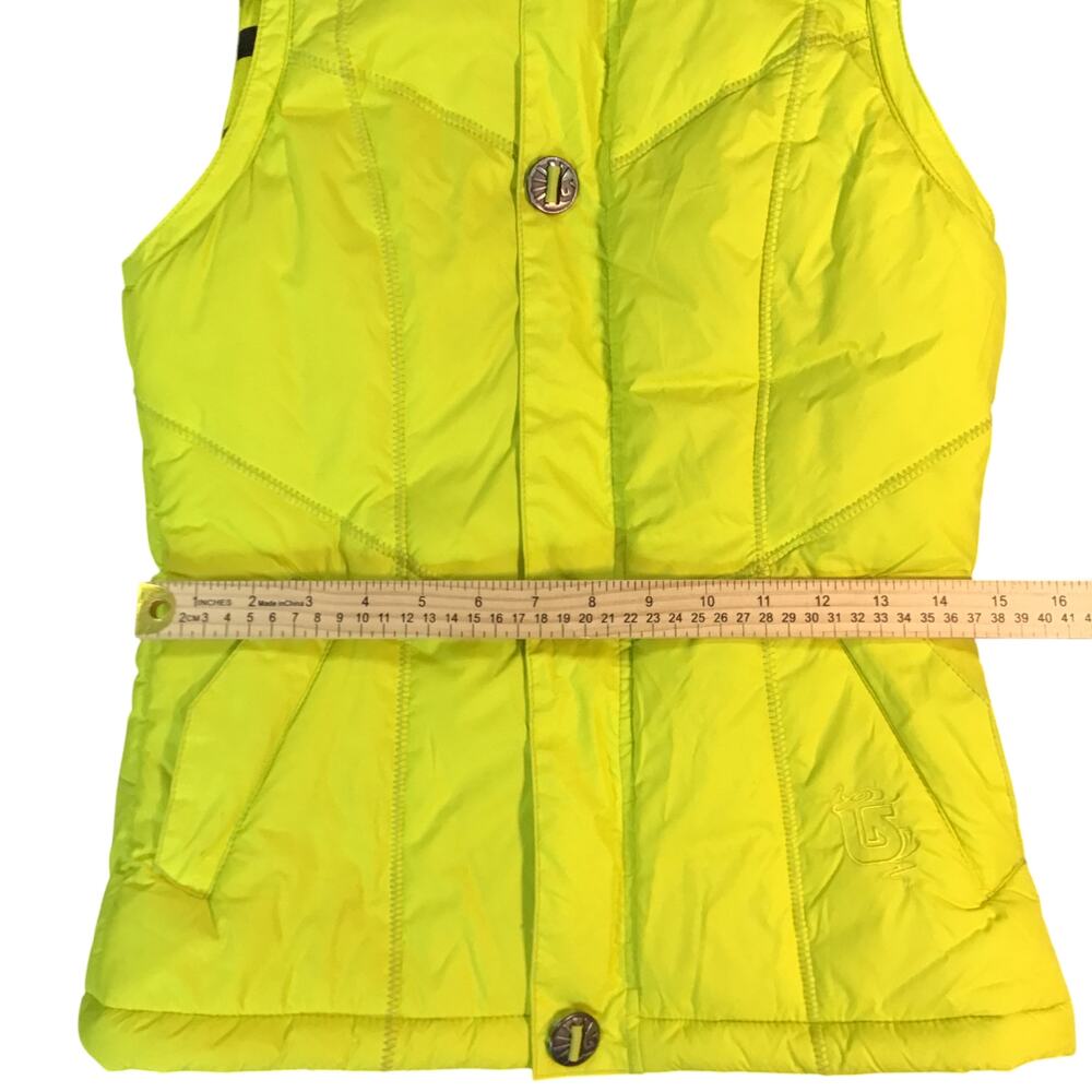 Burton Dryride Sly Puffy Vest Neon Yellow Women XS Snowboard Ski Hooded Gorpcore - Picture 7 of 11